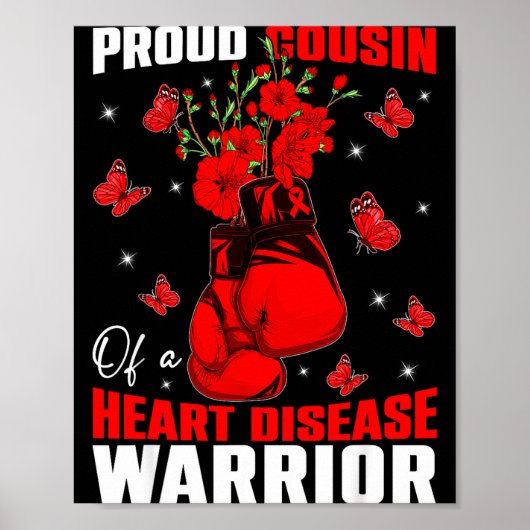 Poster Cousin Of A Heart Warrior Heart Disease Awareness (Devant)