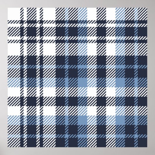 Poster Coussin écossais moderne écossais bleu et blanc (Devant)