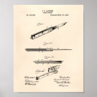 Couteau de poche 1893 Art de brevet Vieux poivre