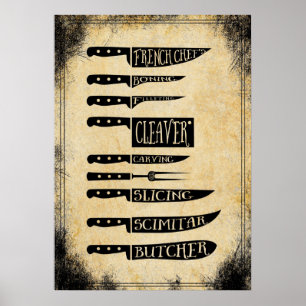 Poster Couteaux à baldaquin de la boucherie vintage