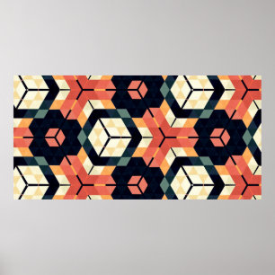 Poster Couteaux géométriques hexagones Abstraits et color