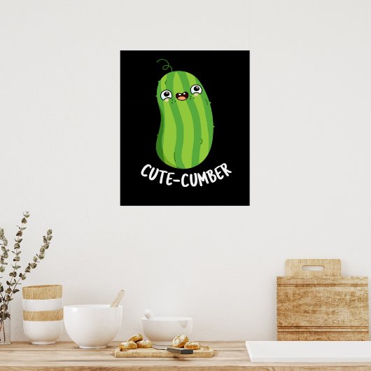 Poster Coutecumber Funny Concomber Pun Dark BG (Cuisine)