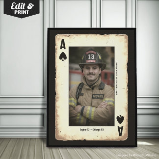 Poster Coutume de cadeau Firefighter Art mur, l'as des pi