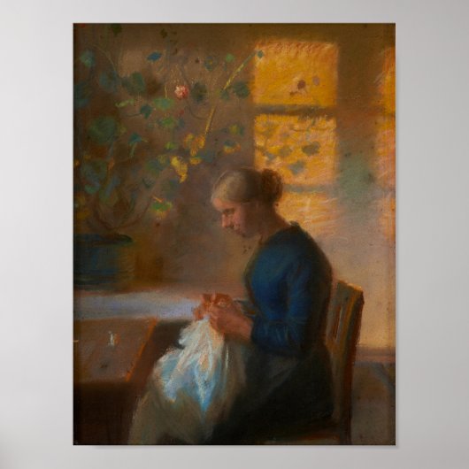 Poster Couture de fille par Anna Ancher (Devant)