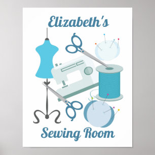 Poster Couture et couture bleu