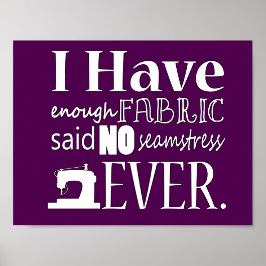 Poster Couture ・ Pas Assez D'Artisanat De Tissu {Dark} (Devant)