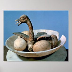 Poster Couvercle d'un pot d'albâtre décoré d'un oiseau