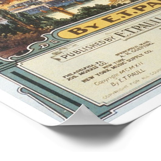 Poster Couvercle Vintage Volcan Roaring (Coin)