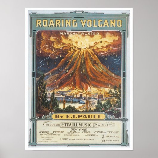 Poster Couvercle Vintage Volcan Roaring (Devant)