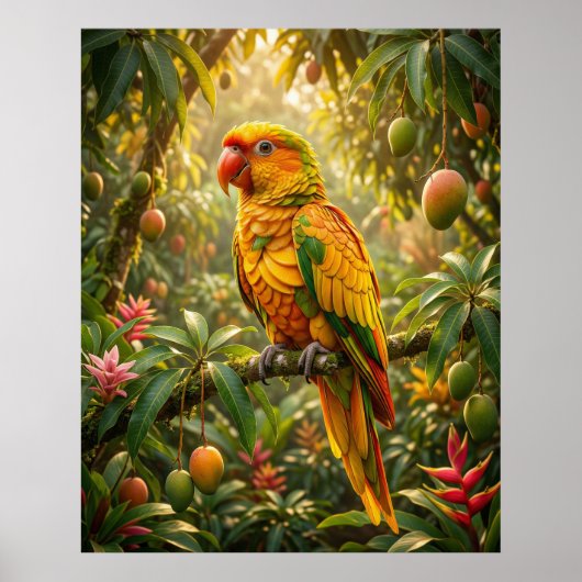Poster Couvert de perroquet mangue (Devant)