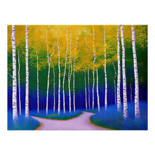 Poster Couvert d'Or – Un Paysage Boisé      