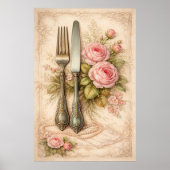 Poster Couverts Floraux Vintage (Devant)