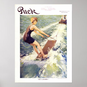 Poster Couverture 1915, plage de magazine de galet de cru