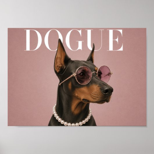 Poster Couverture A4 Doberman Rose (Devant)