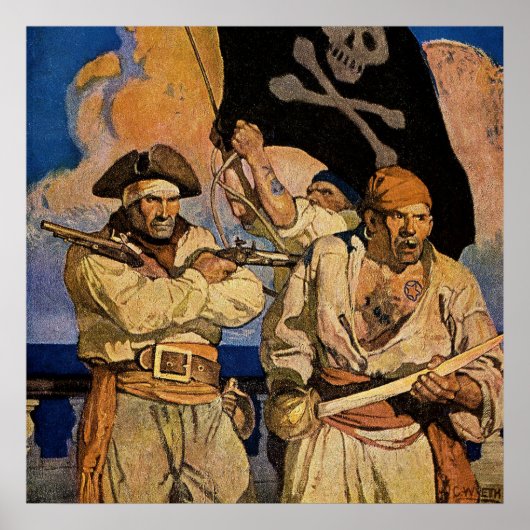 Poster Couverture de l'île au trésor "Pirates" par NC Wye (Devant)