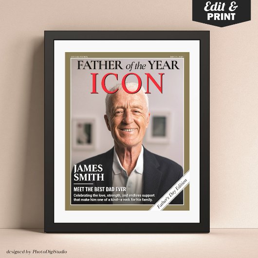 Poster Couverture de magazine de Fête des pères personnal