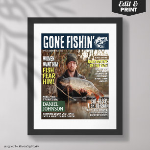 Poster Couverture de magazine de pêche personnalisée, cad