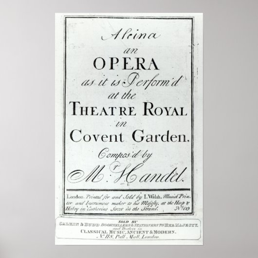 Poster Couverture de Partition pour Alcina (Devant)