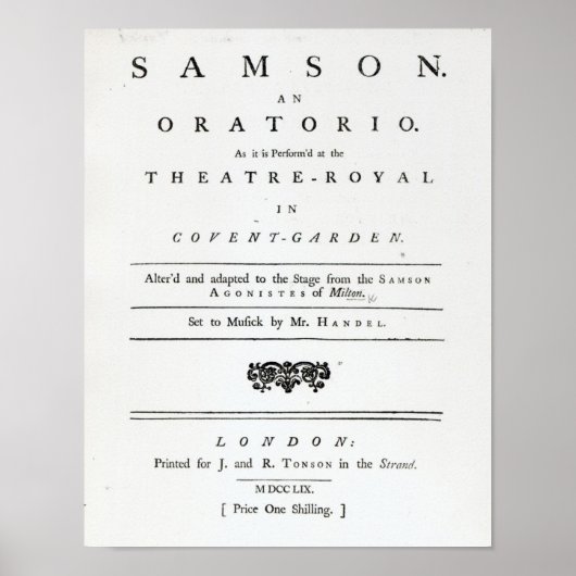 Poster Couverture de Sheet Music pour Samson (Devant)