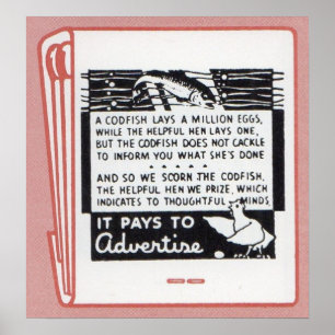 Poster couverture de vieux matchbook Il paie à la publici