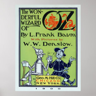 Poster Couverture du livre de 1900 du roman WIZARD of OZ