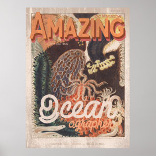 Poster couverture du magazine de biologie marine vintage