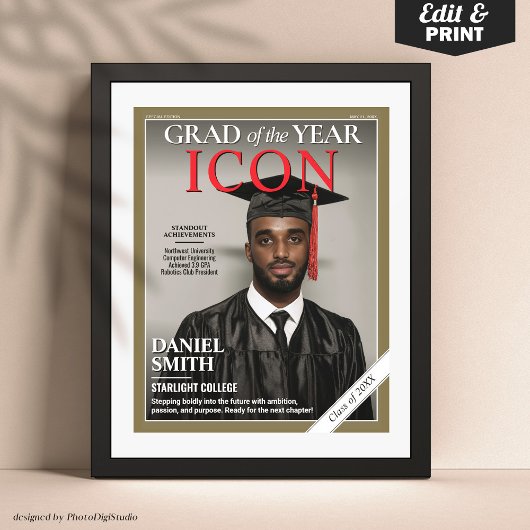 Poster Couverture du magazine de graduation personnalisée