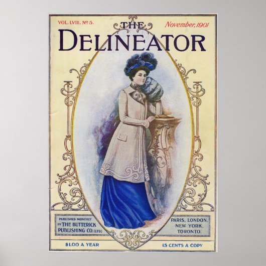 Poster Couverture du magazine vintage Edwardian et femme (Devant)