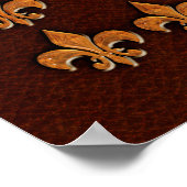 Poster Couverture en cuir vieilli avec fleur de Lys doré  (Coin)