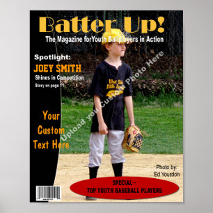 Poster Couverture Magazine Personnalisée, Baseball Jeunes