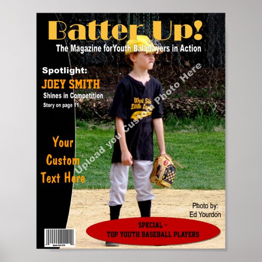Poster Couverture Magazine Personnalisée, Baseball Jeunes (Devant)