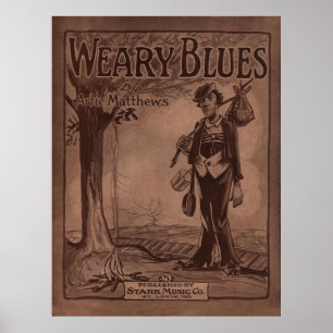 Poster Couverture musicale 1915 "WEARY BLUES"