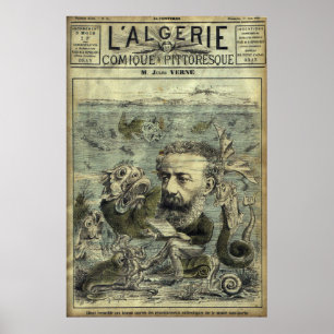 Poster Couverture périodique vintage Jules Verne