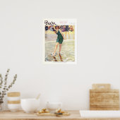 Poster Couverture vintage Puck Magazine 1915, plage (Cuisine)