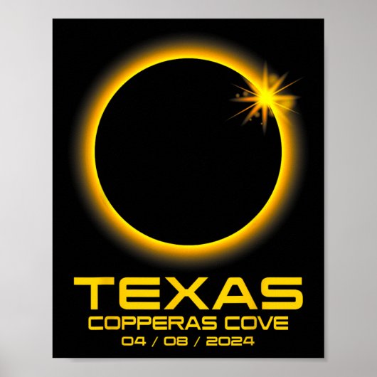 Poster Cove Texas Tx Total Solar Eclipse 2024 (Devant)