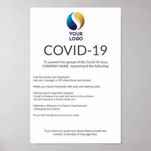 Poster Covid-19 Ajouter Votre Logo Avis Personnel Profess (Devant)