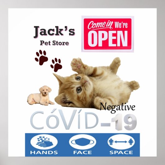 Poster Covid 19 Animaux de compagnie Store Open Sign Post (Devant)