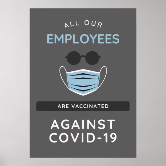 Poster Covid-19 Employés vaccinés Signe d'entreprise sécu (Devant)
