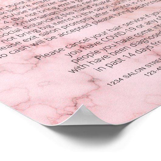 Poster Covid Health Safety Rose Gold Parties scintillant  (Coin)