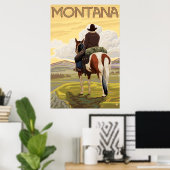 Poster Cow-boy & Cheval - Montana (Bureau à domicile)