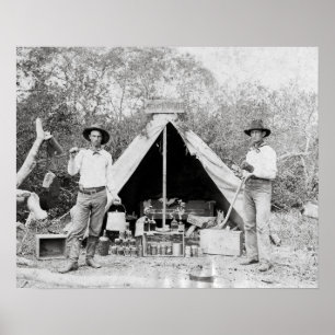 Poster Cow-boys au campement, 1890. Photo ancienne