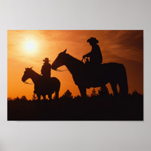 Poster cow-boys sur cheval imprimé toile