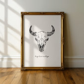 Poster Cow Skull Long Live Cowboys Western Wild West Wall