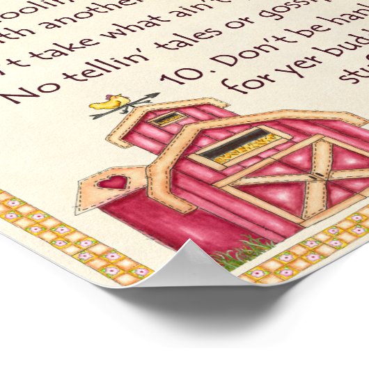 Poster Cowboy 10 Commandments - Fun de ferme (Coin)