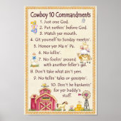 Poster Cowboy 10 Commandments - Fun de ferme (Devant)