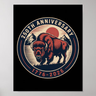 Poster Cowboy 250 Th 4 juillet Drapeau 1776 2026 250e ann