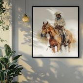 Poster cowboy à cheval brun aussi, personnalisable
