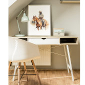 Poster cowboy à cheval brun aussi, personnalisable