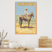 Poster Cowboy à cheval - Oregon (Cuisine)