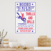 Poster cowboy américain de rodéo buccant bronco (Cuisine)